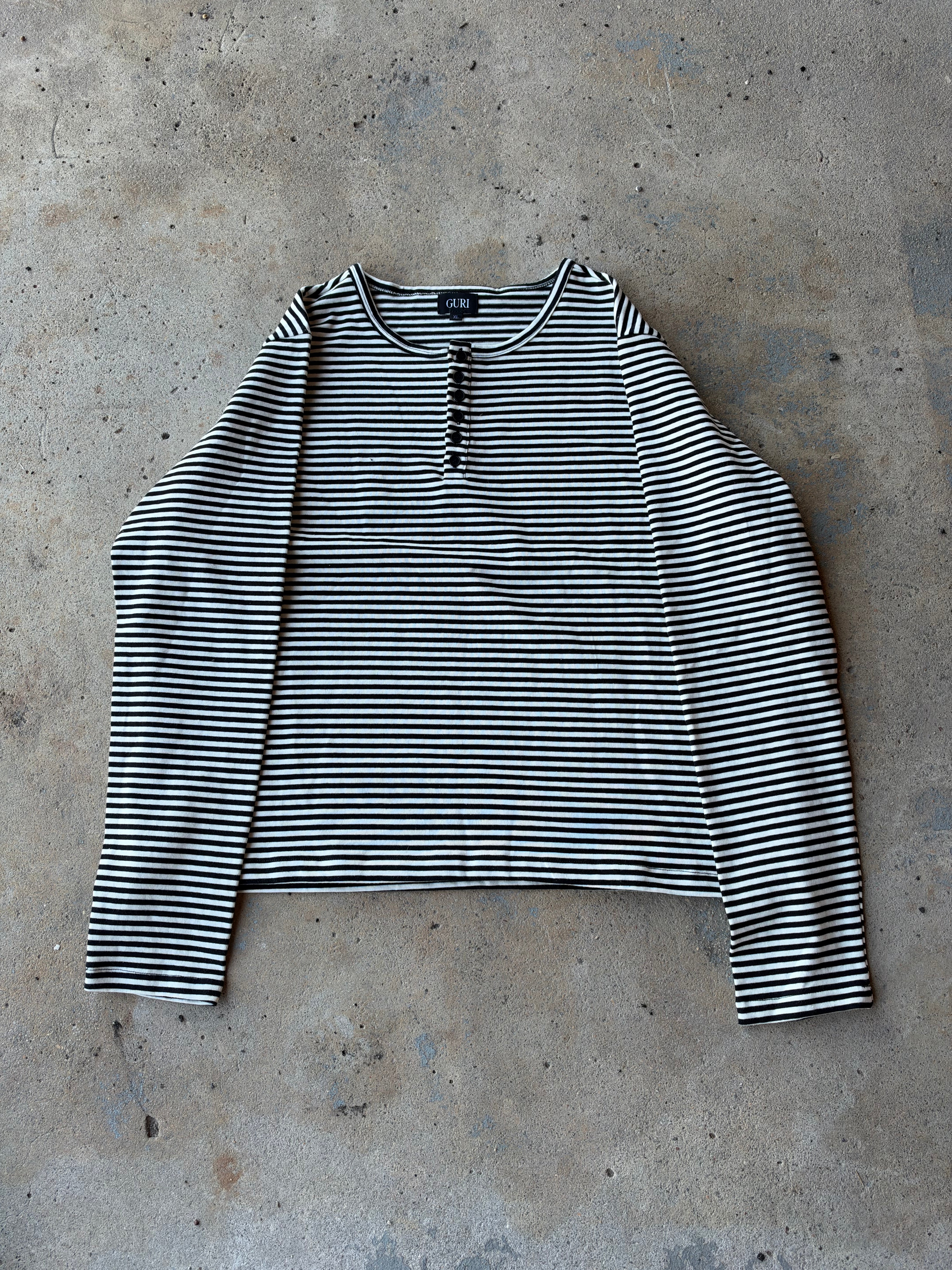 “Yin & Yang” Striped Henley Shirt