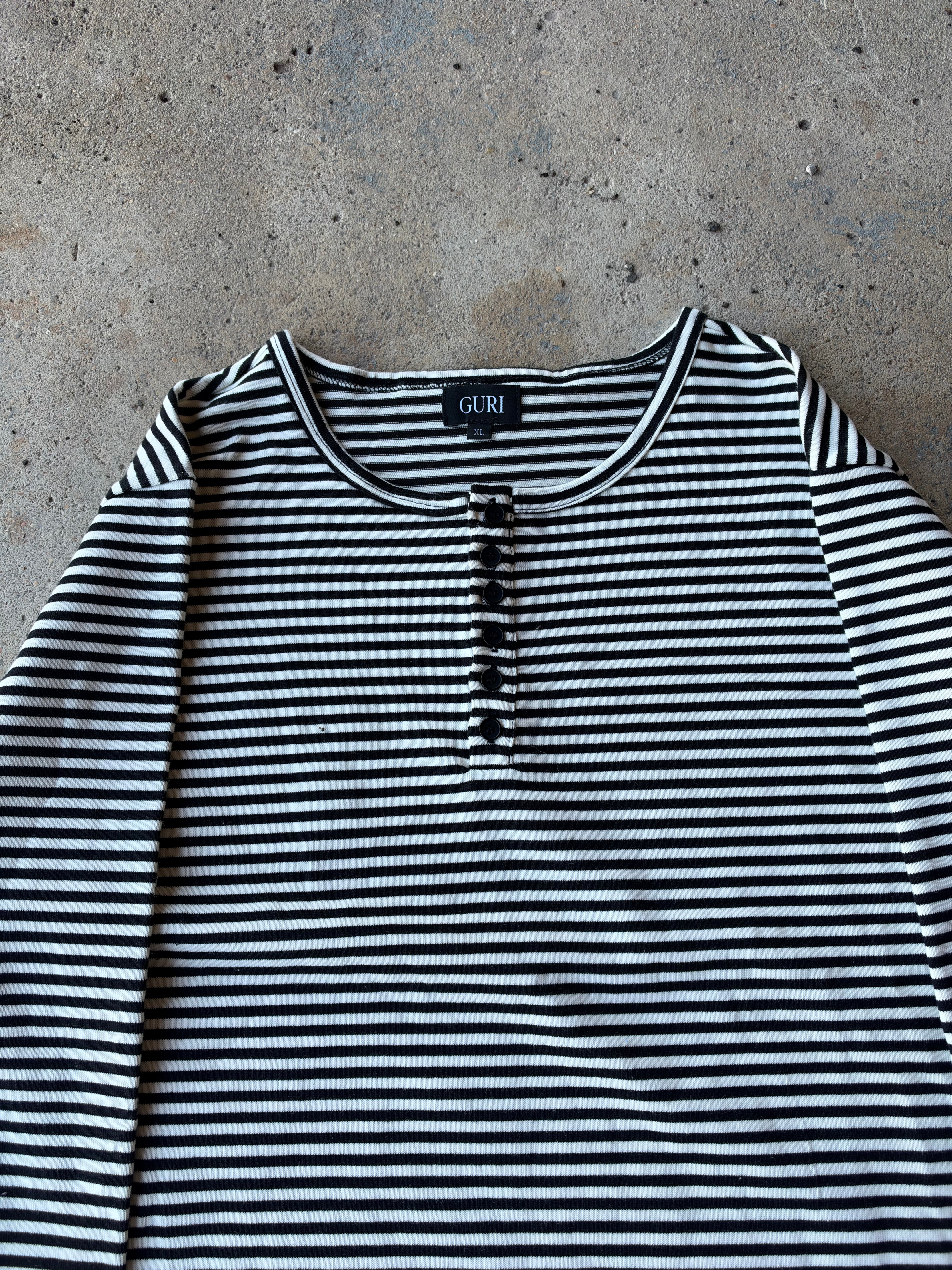 “Yin & Yang” Striped Henley Shirt